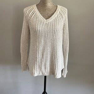 American Eagle Outfitters cable knit sweater w/silver metallic thread throughout